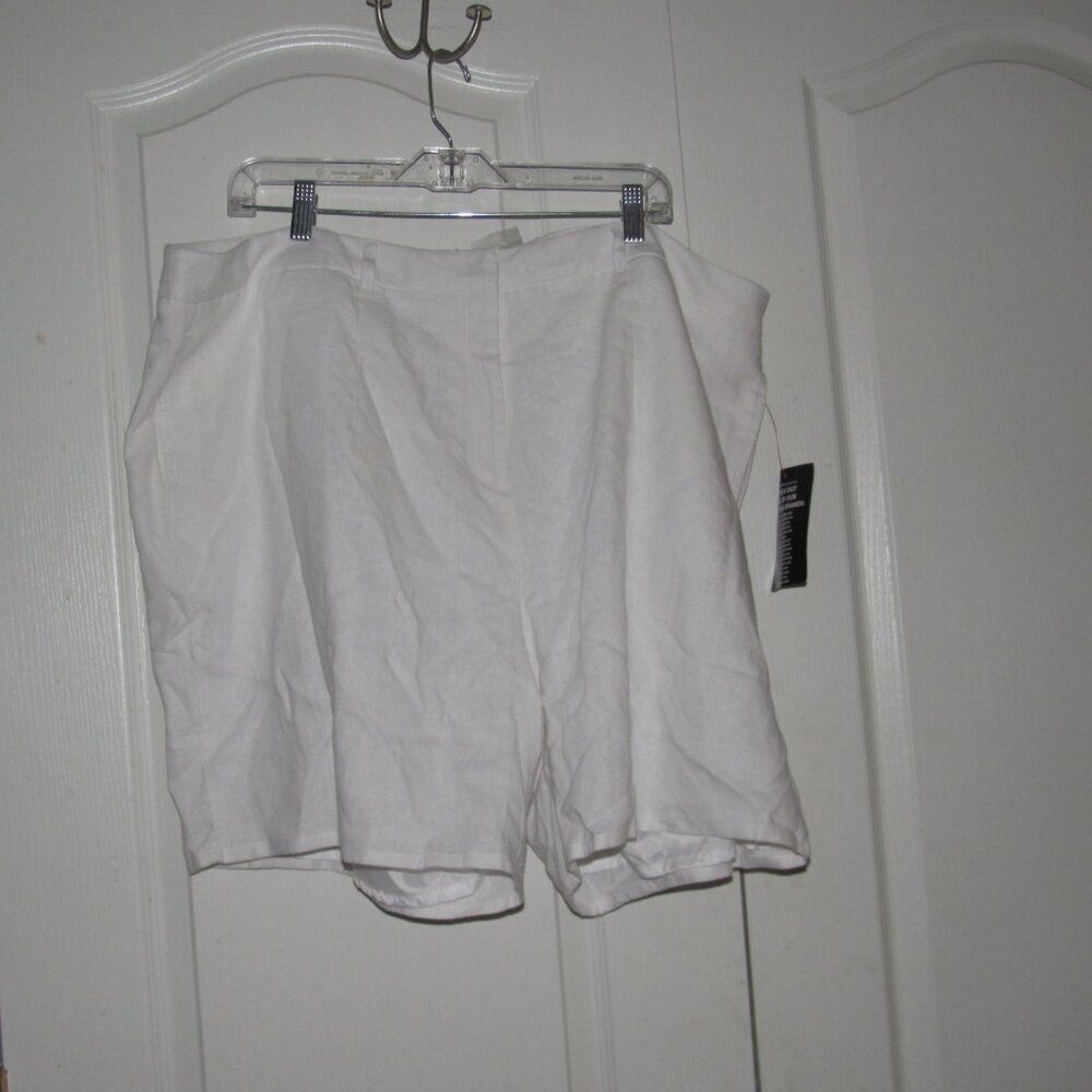 Jessica London White Linen Blend Shorts 22W Plus Size Lined Summer Resortwear